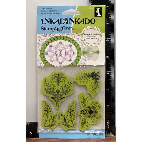 Inkadinkado Cling Stamps Stamping Gear 5-Piece Set ELEGANT FLOURISHES 65-32002 - Picture 2 of 3